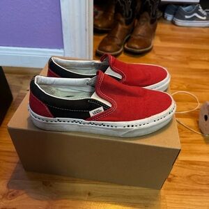 Red slip on vans